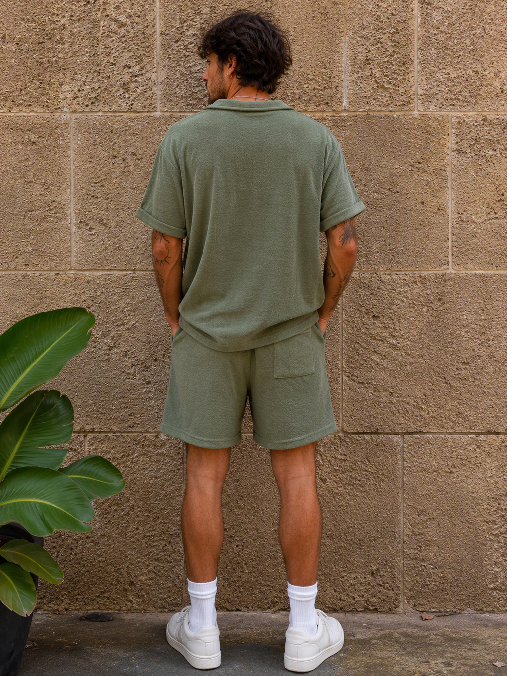 ENSEMBLE ÉPONGE KAKI (CHEMISE + SHORT)